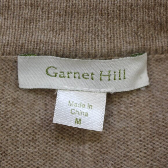 Garnet Hill Women’s Colorblock Cashmere Cardigan Size Medium Coral Pink and tan - Picture 15 of 16